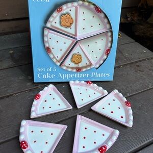 Pink Cake Appetizer Plates Set of 5